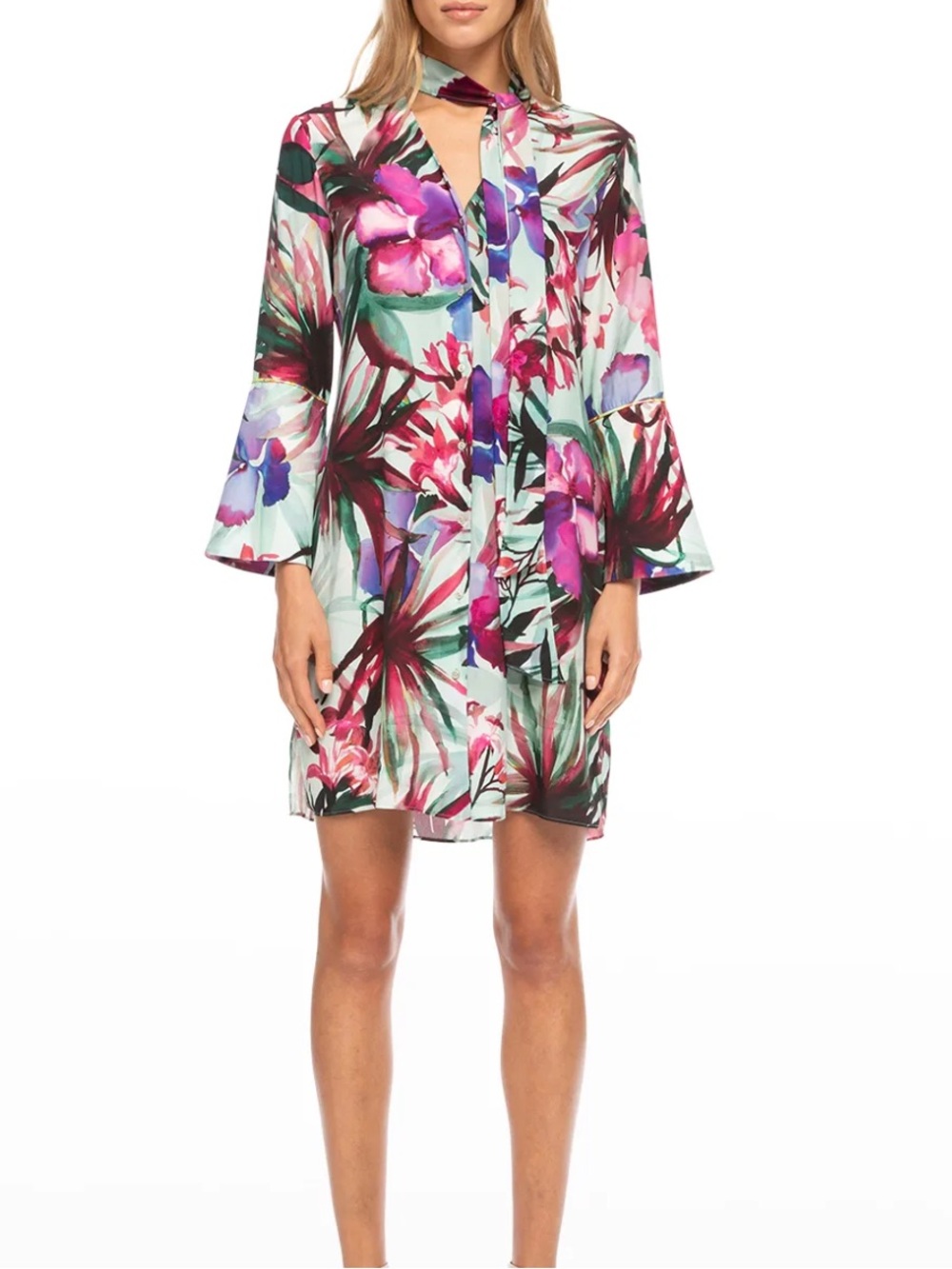 Robert Graham Brenna Floral Print Dress SZ L EUC